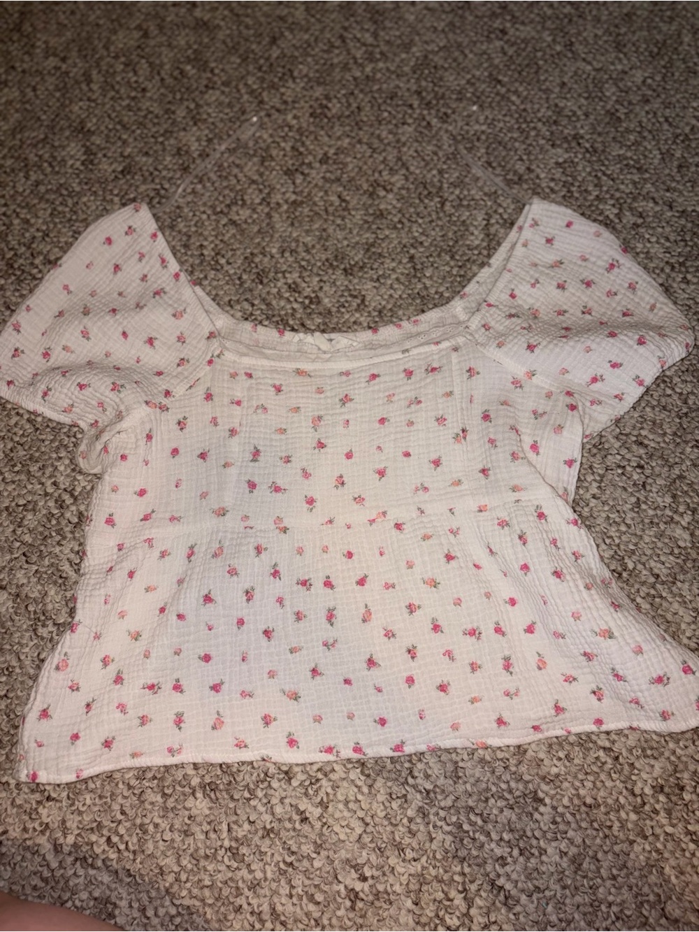 Hippie Rose Cream Crop Top with Pink Floral Print
